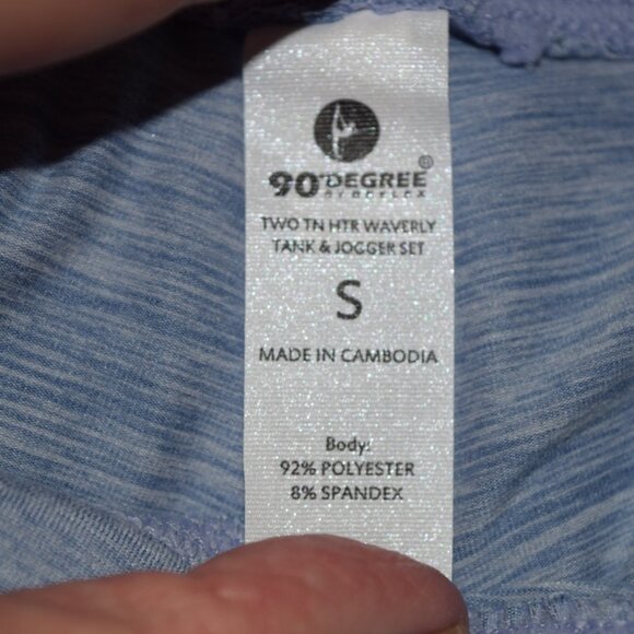 NWOT 90 DEGREE BY REFLEX Blue Front Twist Tank Top And Slim Joggers Set Size S - Picture 7 of 7